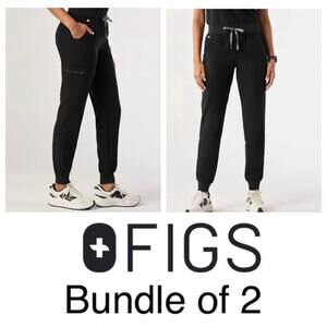 2 pairs of Figs Black Jogger Scrub Pants - Size M